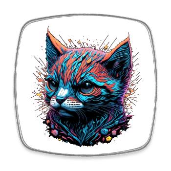 Œil de chat lugubre - Magnet carré - blanc - Devant