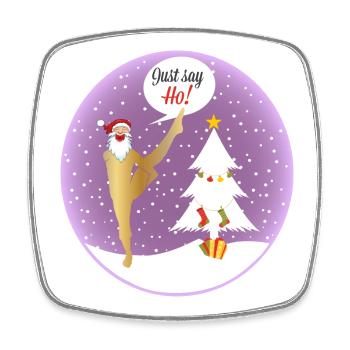 Yoga Shirt Weihnachten Say Ho Nikolaus Santa Claus - Viereckiger Kühlschrankmagnet - Weiß - Vorne
