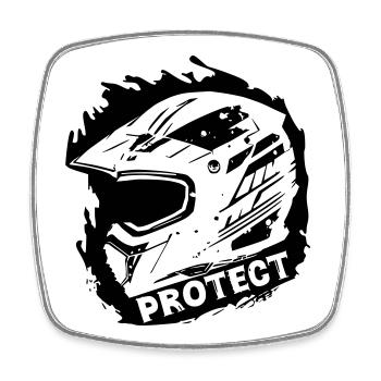 Protect - Schutzhelm [Schwarz] - Viereckiger Kühlschrankmagnet - Weiß - Vorne