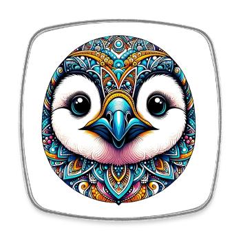 Pingouin décoré de Mandalas - Magnet carré - blanc - Devant