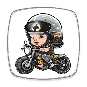bébé motard, futur motard, baby biker - Magnet carré - blanc - Devant