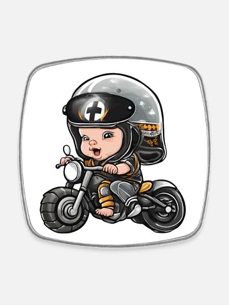 bébé motard, futur motard, baby biker - Magnet carré - blanc