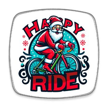 Festliche Weihnachtsmann Fahrrad Illustration - Viereckiger Kühlschrankmagnet - Weiß - Vorne