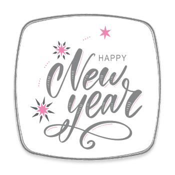 happy New Year - Viereckiger Kühlschrankmagnet - Weiß - Vorne
