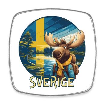 Sverige - Sweden - Schweden - Elch - Moose - Älg - Viereckiger Kühlschrankmagnet - Weiß - Vorne