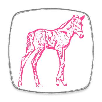 Pferd rosa pink - Viereckiger Kühlschrankmagnet - Weiß - Vorne