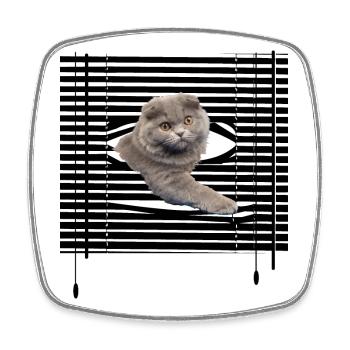 Meine Katze flieht - Viereckiger Kühlschrankmagnet - Weiß - Vorne