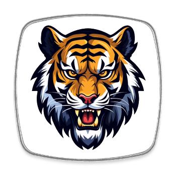 Brüllender Tiger – Wildes Raubkatzen Design - Viereckiger Kühlschrankmagnet - Weiß - Vorne
