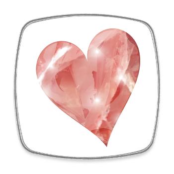 pink rose quartz crystal motif as a heart - Square fridge magnet - white - Front