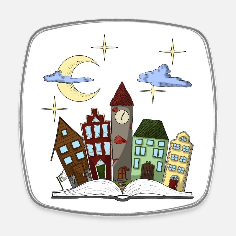 Märchenhafte Stadt der Nächte - Viereckiger Kühlschrankmagnet - Weiß