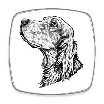 Portrait de setter irlandais - Magnet carré - blanc - Devant