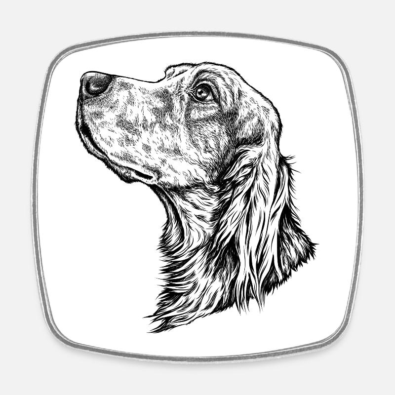 Irish Setter Portrait - Viereckiger Kühlschrankmagnet - Weiß