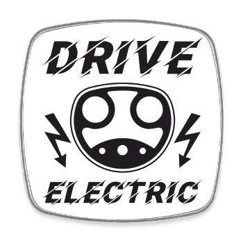 Drive Electric Supercharge - Elektro Auto Fans - Viereckiger Kühlschrankmagnet - Weiß - Vorne