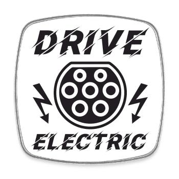 Drive Electric Typ 2 Stecker Supercharge Elektro - Viereckiger Kühlschrankmagnet - Weiß - Vorne