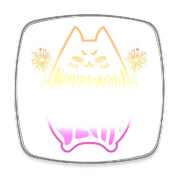 Happy New Year Cat #3 Frohes Neues Jahr Katze - Viereckiger Kühlschrankmagnet - Weiß - Vorne