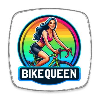 Badge arc-en-ciel Bike Queen - Magnet carré - blanc - Devant