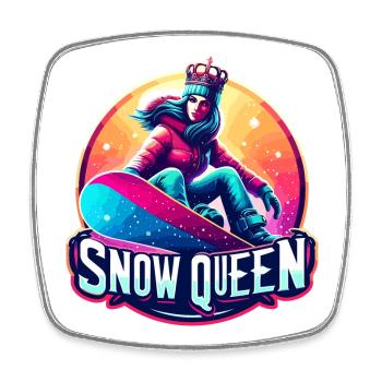 Reine des neiges Snowboard d’hiver Queen Design - Magnet carré - blanc - Devant