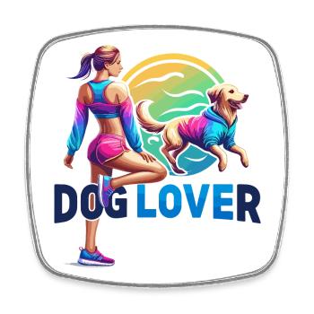 Vibrant Dog Lover Fitness Design - Square fridge magnet - white - Front