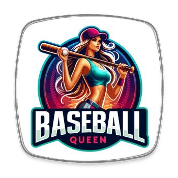 Baseball Queen Female Athlete Design - Square fridge magnet - white - Front