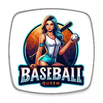 Illustration rétro de la reine du baseball - Magnet carré - blanc - Devant