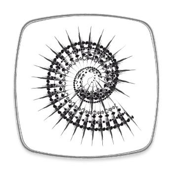 Shell shape snail in black and white - Square fridge magnet - white - Front