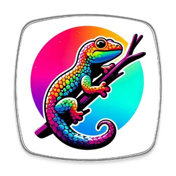 Gecko - Viereckiger Kühlschrankmagnet - Weiß - Vorne