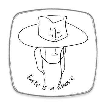 Motif de la silhouette du chapeau - Magnet carré - blanc - Devant