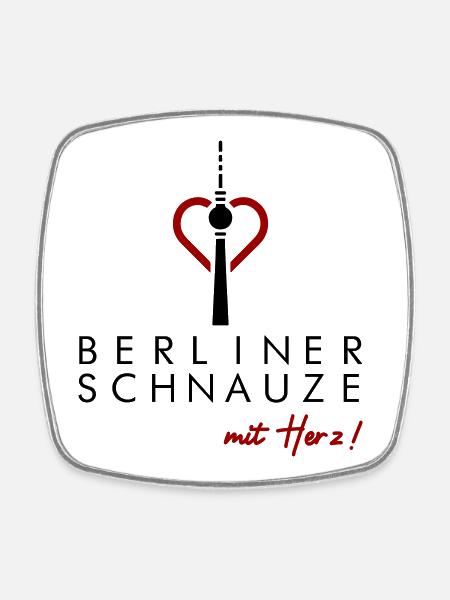 Berliner Schnauze mit Herz - Viereckiger Kühlschrankmagnet - Weiß