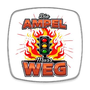 Ampel muss weg - Viereckiger Kühlschrankmagnet - Weiß - Vorne