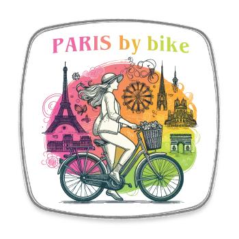 Paris à vélo Rainbow City Ride - Magnet carré - blanc - Devant