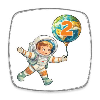 Astronaute 2 Anniversaire Astronaute Terre 2 ans - Magnet carré - blanc - Devant