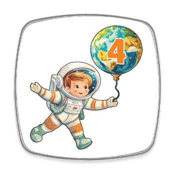 4 Children's Birthday Astronaut Astronaut Earth - Square fridge magnet - white - Front