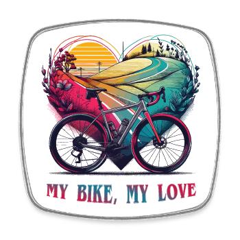 Bike Love Heartscape - Square fridge magnet - white - Front