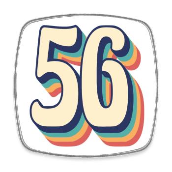 Vintage Retro T-Shirt Number 56 Fifty Six - Square fridge magnet - white - Front
