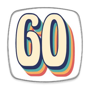 Vintage Retro T-Shirt Nummer 60 Sixty - Viereckiger Kühlschrankmagnet - Weiß - Vorne