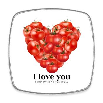 I love you from my head tomatoes rotes Herz - Viereckiger Kühlschrankmagnet - Weiß - Vorne