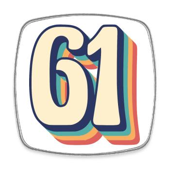 Vintage Retro T-Shirt Number 61 Sixty One - Square fridge magnet - white - Front