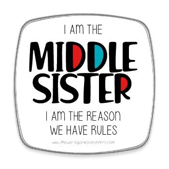 Middle Sister - Square fridge magnet - white - Front
