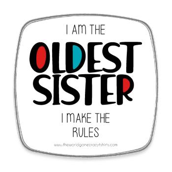 Oldest Sister - Square fridge magnet - white - Front