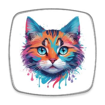 Niedliche Katze - Viereckiger Kühlschrankmagnet - Weiß - Vorne