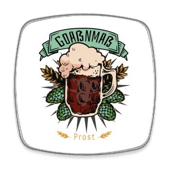 Goaßnmaß Prost Bier Maßkrug bayerisch Motiv Servus - Viereckiger Kühlschrankmagnet - Weiß - Vorne