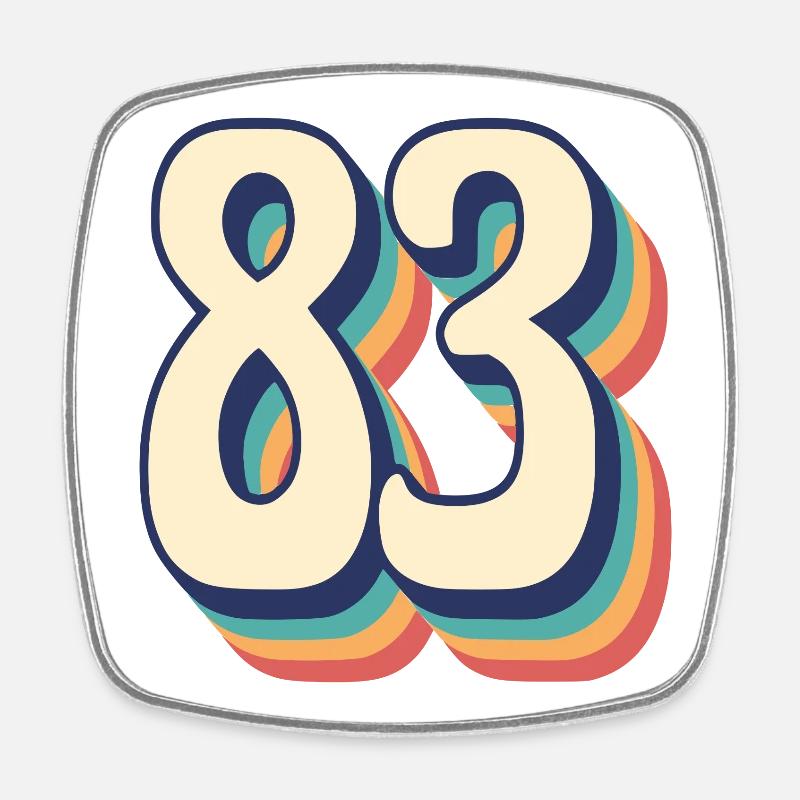 Vintage Retro T-Shirt Number 83 Eighty Three - Square fridge magnet - white