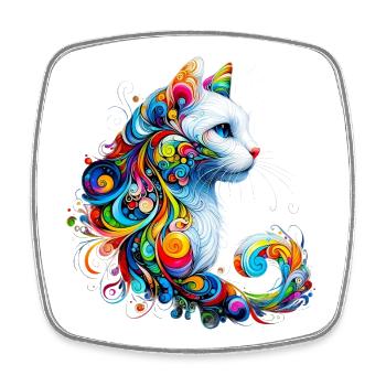 Katze - Viereckiger Kühlschrankmagnet - Weiß - Vorne