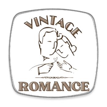 Romance vintage en art de ligne Kiss - Magnet carré - blanc - Devant