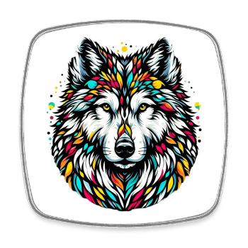 Wolf - Viereckiger Kühlschrankmagnet - Weiß - Vorne
