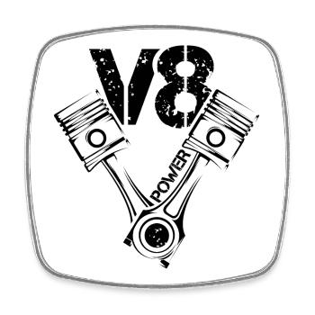 V8 Power Piston Muscle Cars Illustration Engine - Square fridge magnet - white - Front