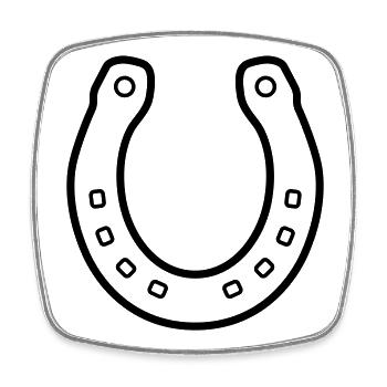 Hufeisen Pferd Umriss Glück Symbol - Viereckiger Kühlschrankmagnet - Weiß - Vorne