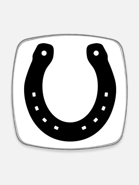 Horseshoe Horse Good Luck Symbol Surface Color - Square fridge magnet - white