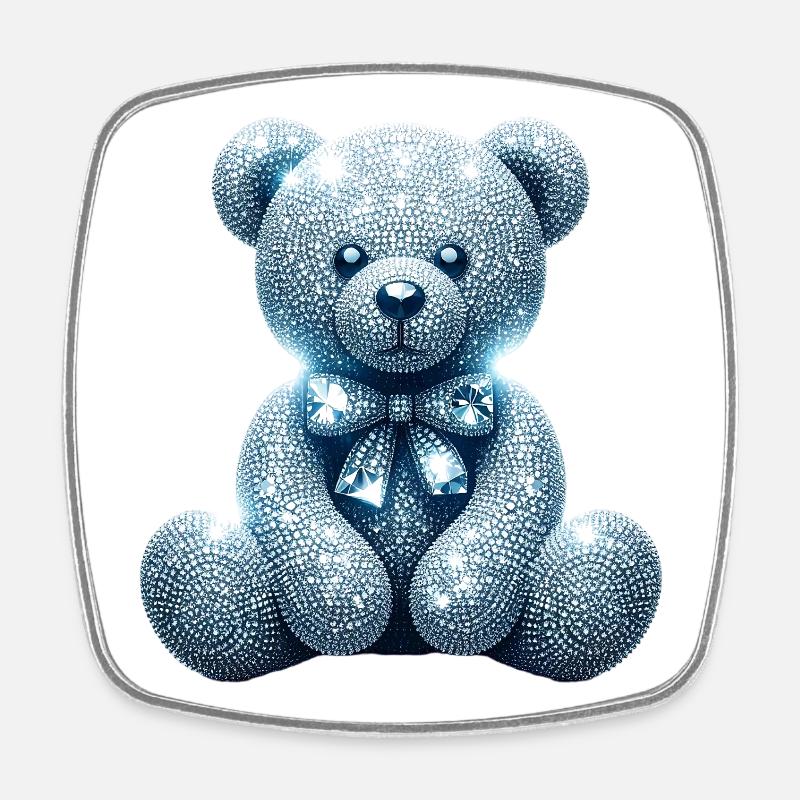 Diamant Ours en cristal Diamants - Magnet carré - blanc