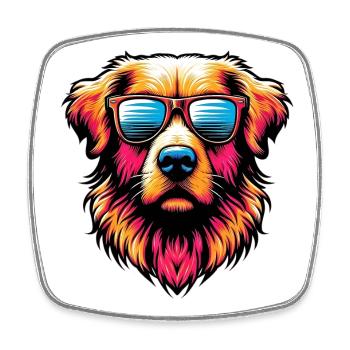 Golden Labrador Retriever Dog Sunglasses - Square fridge magnet - white - Front